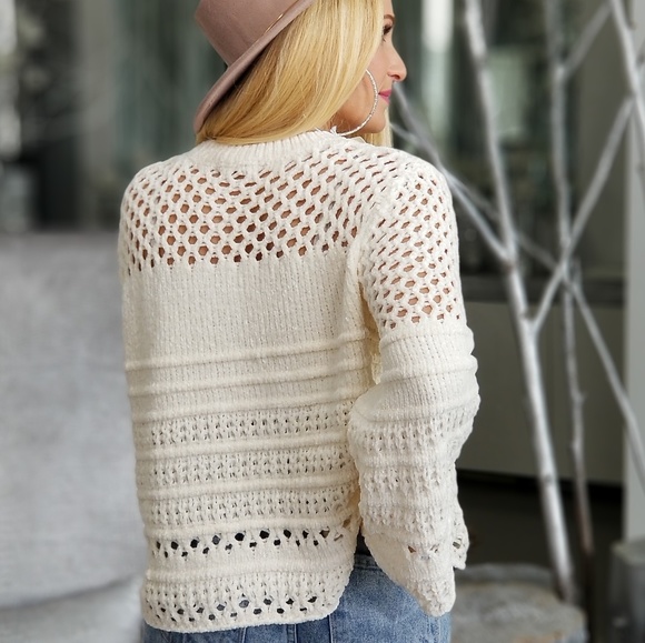 ANGELA Chenille Sweater - Cream - Picture 3 of 4